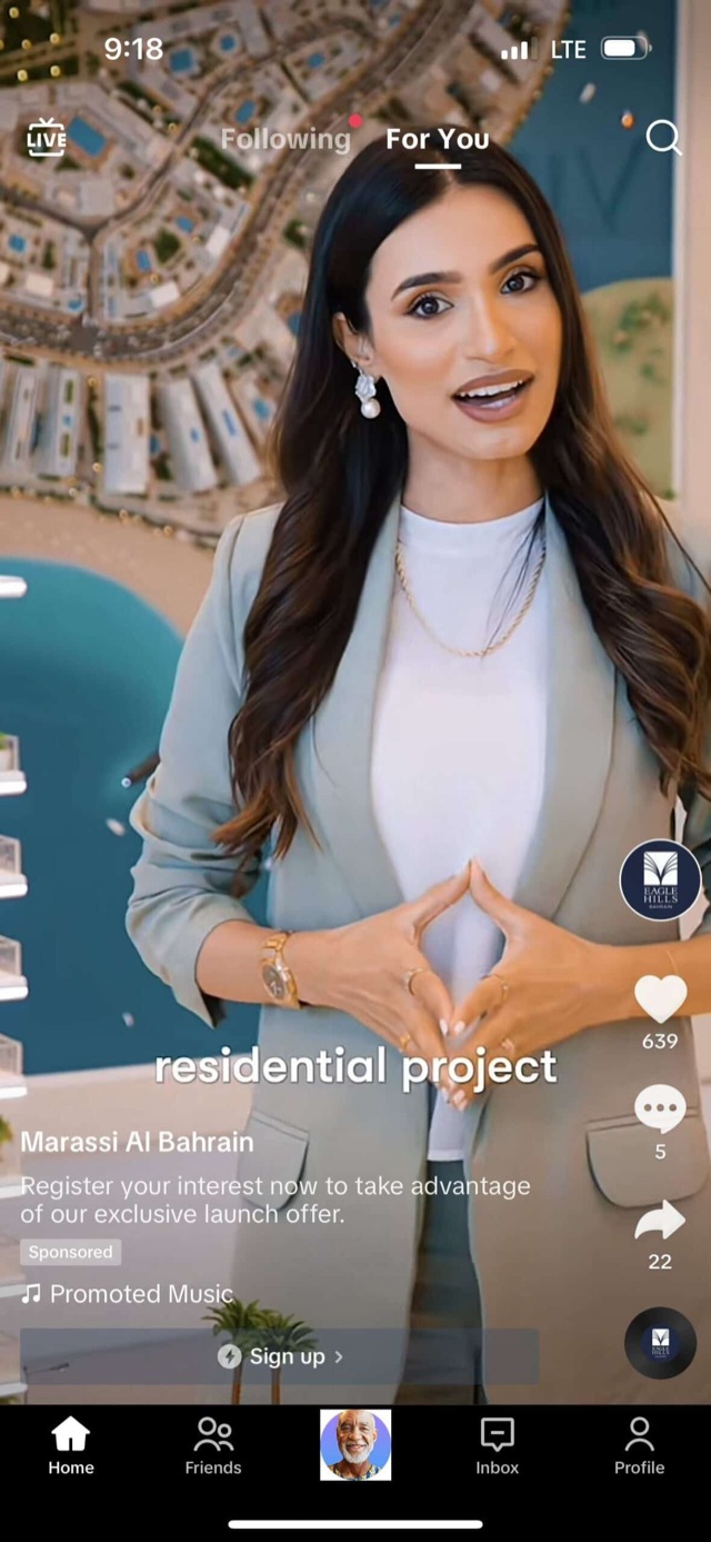 Marassi Al Bahrain residential project TikTok lead generation ad