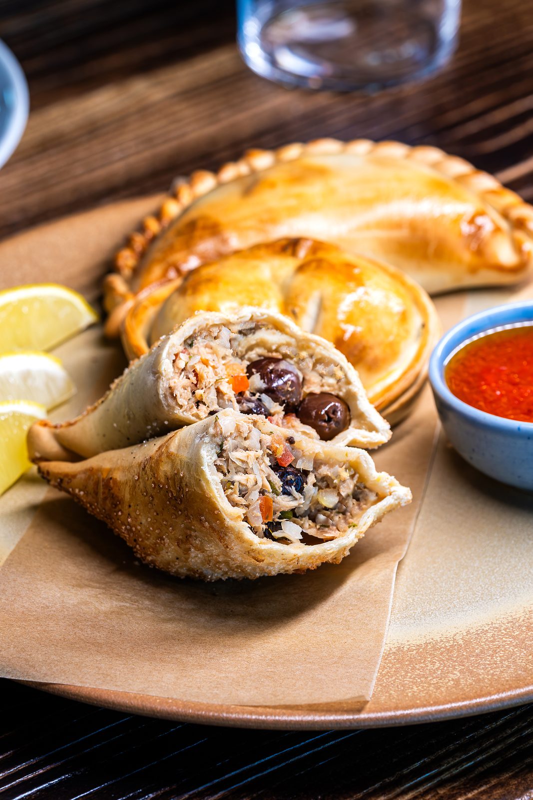 Brasero Atlántico Bahrain: Empanadas, one split to show the filling